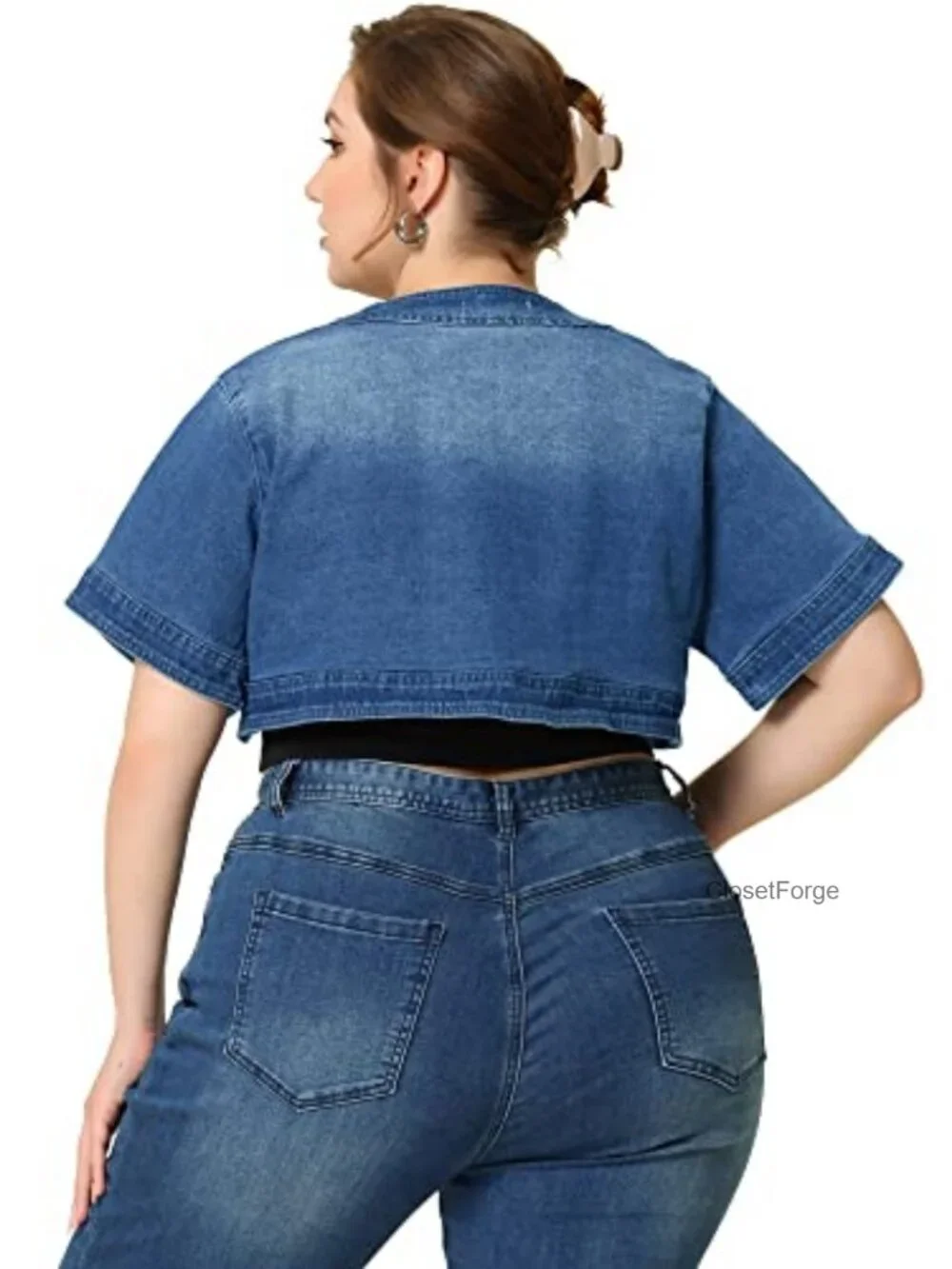 Plus Size Denim Jacket Shrug Crop Bolero Lightweight
